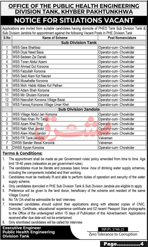 Public Health Engineering Division PHED Apply Jobs 2025 Public Health Engineering Division PHED Apply Jobs 2025