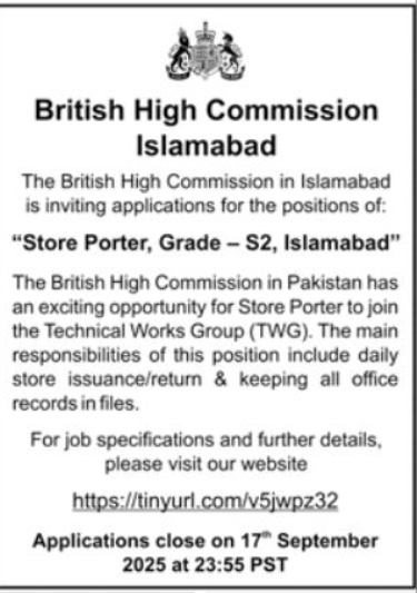 British High Commission Islamabad Apply Jobs 2025 British High Commission Islamabad Job 2025