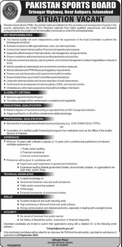 Pakistan Sports Board PSB Apply Jobs 2025 Pakistan Sports Board PSB Jobs 2025